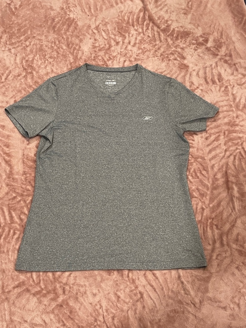 Reebok Gray Heather Performance V-Neck Tee